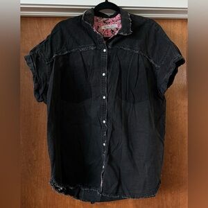 Black Denim Button-Up Shirt